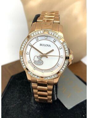 Bulova Womens Watch 98L303 Quartz Mother of Pearl Dial Rose Gold Stainless Steel